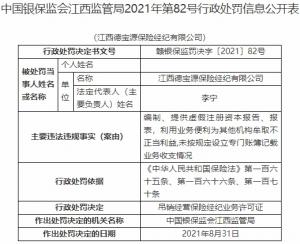 江西德宝源被吊销保险经纪业务许可证编制虚假报表